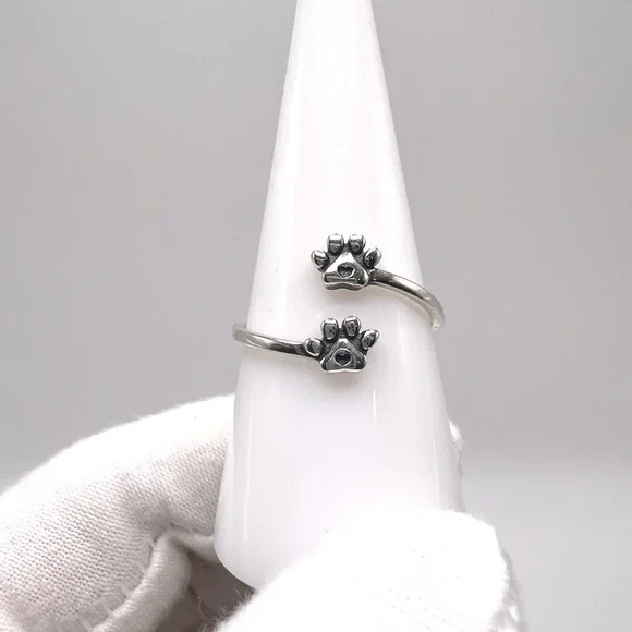.925 Sterling Silver Adjustable Paw Ring - Picture 9 of 12